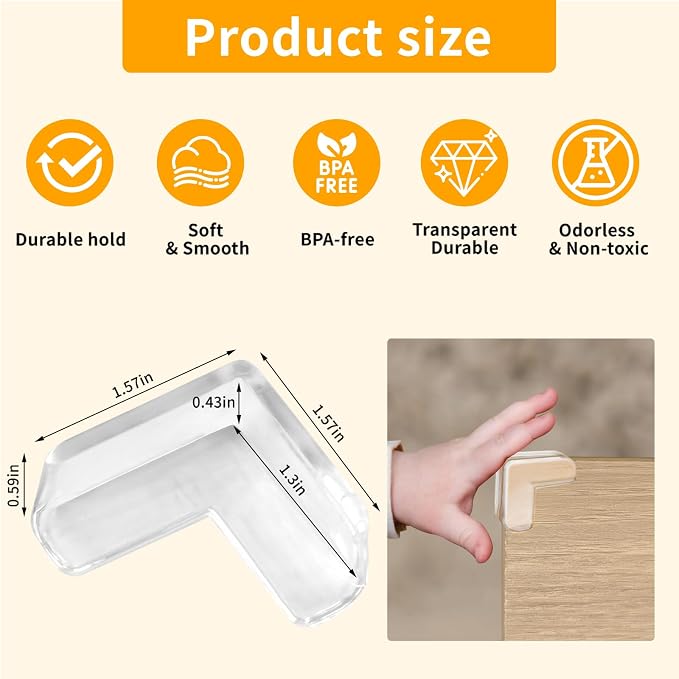 40 Pack Corner Protector Baby, L-Shaped Baby Proof Corners and Edges, Clear Table Corner Covers Baby, Baby Corner Protector Guards, Corner Guards for Table Edges & Sharp Corners