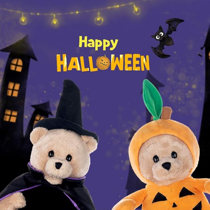 My OLi 9" Pumpkin Wizard Stuffed Animal Plush - Witch & Pumpkin Plush Toy with Flip-Top Hat - Cute Teddy Bear for Kids, Babies & Toddlers