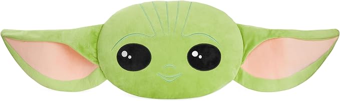 Disney Stitch 3D Plush Cushions for Bed Travel, Cute Cuddle Pillow Stuffed Character Pillow, Bedroom Accessories, Room Decor, Gifts for Kids (Green Baby Yoda, L14.96 x W10.23)