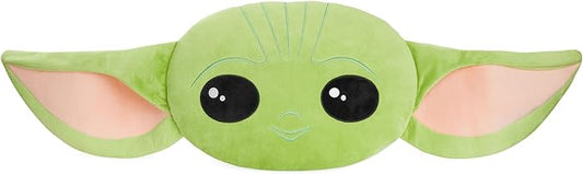 Disney Stitch 3D Plush Cushions for Bed Travel, Cute Cuddle Pillow Stuffed Character Pillow, Bedroom Accessories, Room Decor, Gifts for Kids (Green Baby Yoda, L14.96 x W10.23)