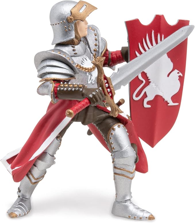 Papo - Griffon Knight Figure - Medieval Fantasy Warrior Toy for Kids Age 3+ - Hand Painted Elite Royal Guard with Armor and Shield - 7 x 5 x 8.5 cm - Durable Plastic Toy - Fantasy Collection - 39956