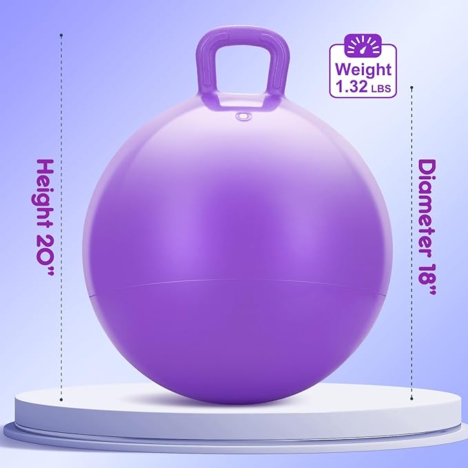 PlayZap Hopper Balls for Kids 3-8, 18 Inches Bouncy Ball with Handle, 18" Inflatable Bouncing Hopper, 45cm Jumping Toys, Garden Hopping Toys Girls Boys Gifts