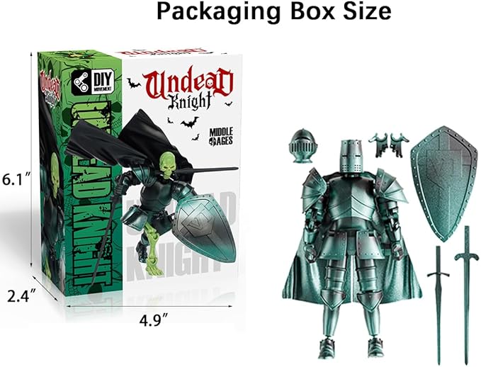 Medieval Action Figures,Knight Armor Action Figure,Multi-Jointed Movable Robot Mannequin T13,Dummy 13 Action Figure(Assembly Required) (D-Cyan)