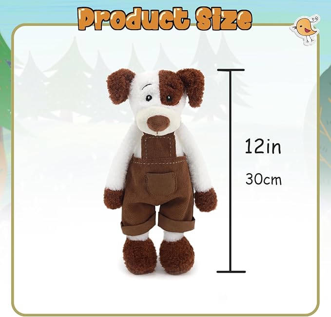 Irresistibly Soft Dog Plush Figure in Charming Corduroy Overalls - A Delightful Addition to Any Plush Collection, Great for Both Kids' Playtime Fun and Cozy Room Aesthetics