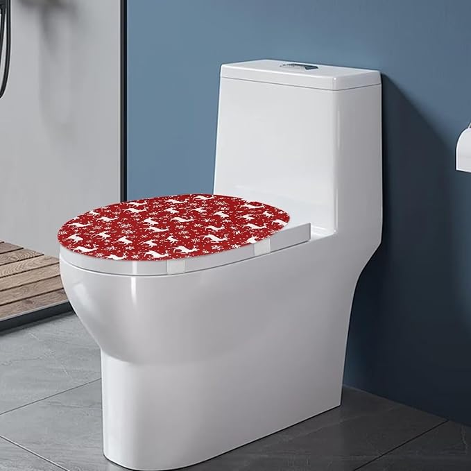 Christmas Deer Toilet Lid Cover, Comfortable Dustproof and Reusable Toilet Seat Cover, Flannel Soft Bathroom Accessories Toilet Lid Cover