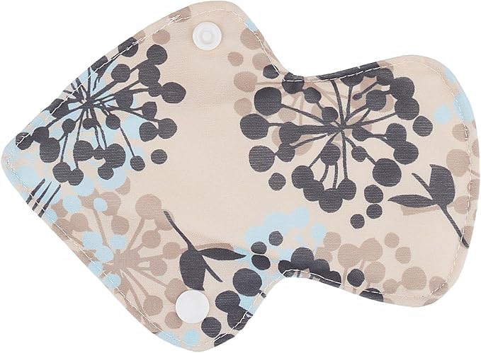 5 Thong Panty Liners 1 Wet Bag Cloth Menstrual Pads Sanitary Reusable Washable (Silver Foliage White)