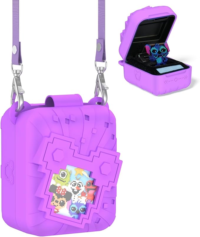 Soft Silicone Case for Bitzee Disney Interactive Toy Digital Pet, Shockproof and Protective Carrying Case for Bitzee Disney Virtual Electronic Pets with Lanyard (Light Purple)