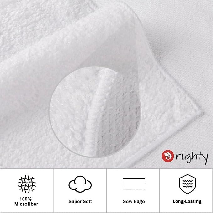 Orighty 6-Pack White Hand Towels - Quick Drying & Absorbent Microfiber Gym Towels 16x28 inches - Lightweight & Thin White Yoga Towel - Multi-Purpose Camping Towel for SPA, Hotel & Bathroom