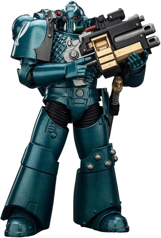 JoyToy Warhammer 40K Genuine License 1:18 Action Figure, Alpha Legion Headhunter with Banestrike Combi-Bolter and Power Dagger, 4.96 inch Collectible Action Figures Sets