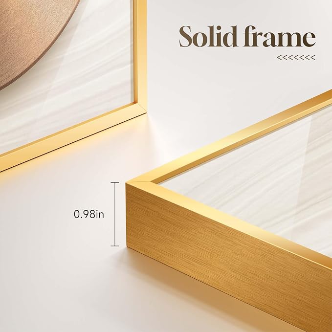 Large Framed Modern Luxury Gold Wall Art for Living Room, 3 Piece Bright Style Art Prints Paintings Artwork for Walls, Bronze Gold Geometric Pictures for Hallway Stair Office Wall Decor 20x30 In