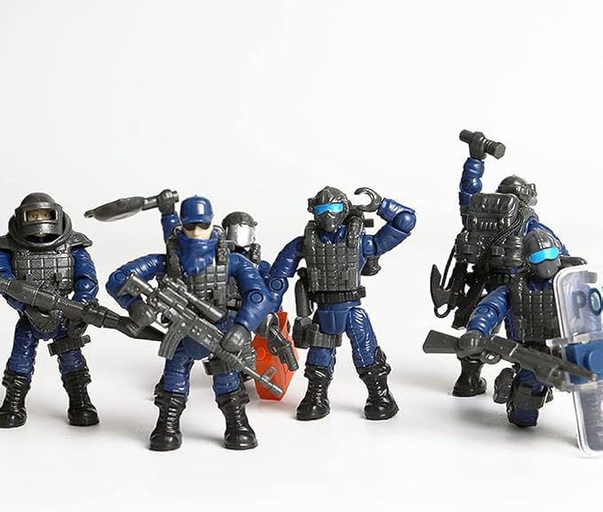 Special Forces Mini Military Action Figure with Weapons and Accessories Building Blocks Playset, 8 PCS Multiple Movable Joints SWAT Police Figure, Best Gift for Boys 8 9 10