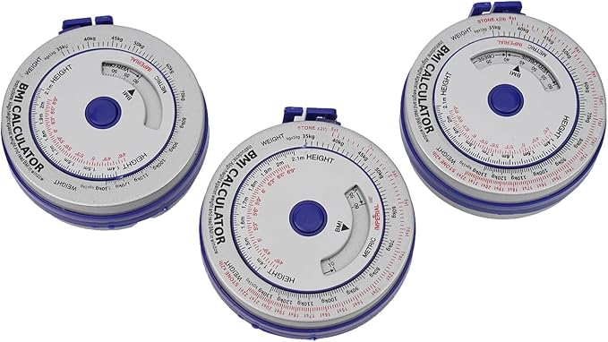 BMI Body Mass Index Retractable Tape Measure, Push-Button Locking Diet Tool for Waist Hip Arm Chest Thigh, Accurate Plastic Ruler for Fitness Tracking, 150cm/200cm(3PCS blue)