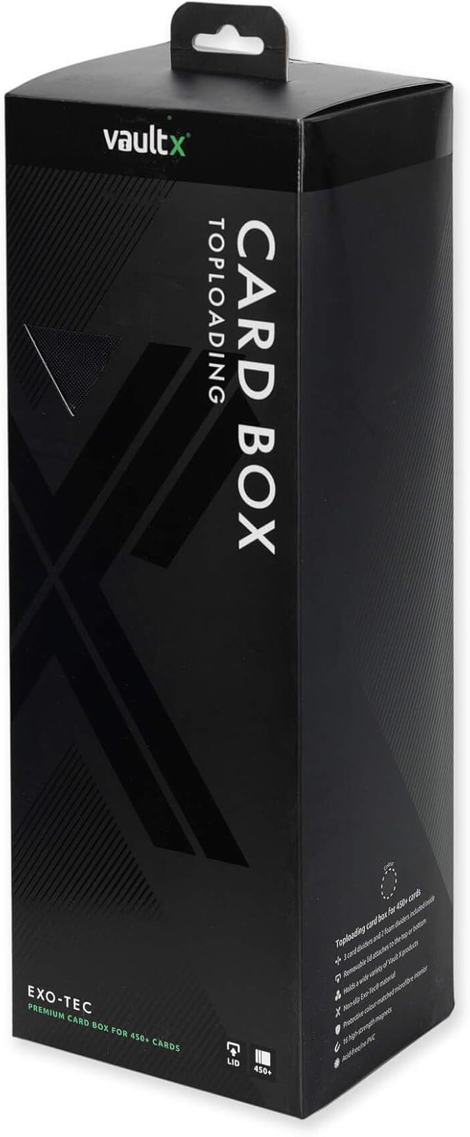 Vault X Card Storage Box, Exo-Tec Material, Detachable Magnetic Lid, with Dividers & Foam Fillers, for Trading Cards (Black)