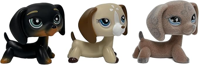 3pcs/Set Custom Flocked Pet Shop Toys Short Hair Cat Kitten Collie Great Dane Cocker Spaniel Dachshund Puppy Dog OOAK Compatible with LPS (#325 and 1491 and 640)