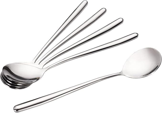 Miupoo Korean Soup Spoons Stainless Steel Long Handle Tablespoon Pack of 5