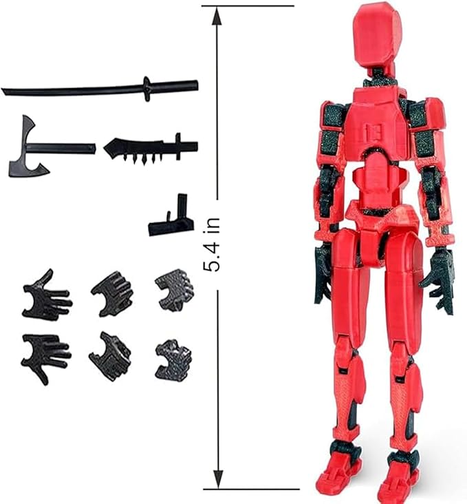 (Assembly Completed) 4 Packs T13 Action Figure Set, 3D Printed ActionFigure Toy Gifts for Kids, Dummy 13,Robot 13 Action Figure Full Body Mechanical Doll Christmas Birthday Gift for Boys Girls