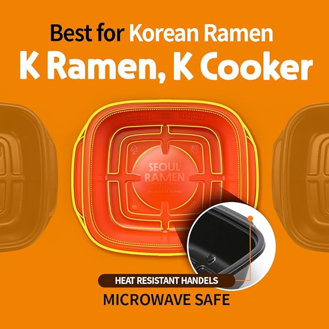 Seoul Ramen Hybrid Cooker | Microwave Ramen in 6 Minutes | Perfect for Korea Ramen, Small Kitchen, or Office | Dishwasher-Safe, Microwaveable, BPA-Free (6 Pack) (Black)