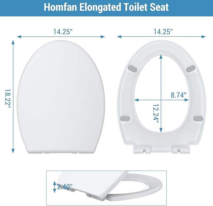 Garvee Toilet Seat Cover Elongated – PP Material, Secure Locking Design, Full Flat Lid for Standard Elongated Toilets, Durable & Easy to Clean, White