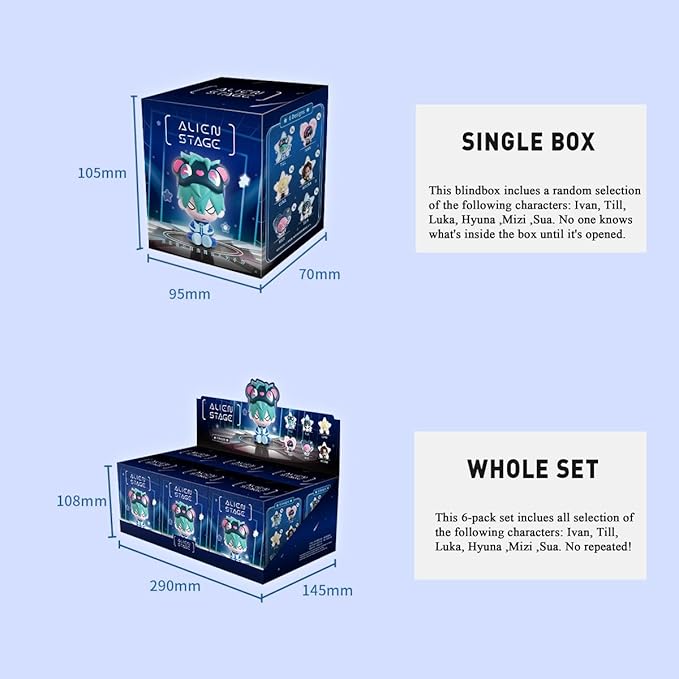 YJacuing Alien Stage Free Stage Series Blind Box Figures, Anime ALNST Officially Licensed Mystery Figurines (Whole Set, Contains All of 6 Characters)
