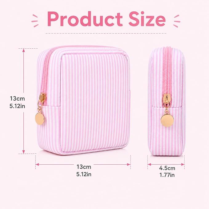 Pink Period Pouch for Pads, Tampons, Panty Liners | 5×5 Inch Pad Bag for Women Daily Travel Use, Portable & Reusable