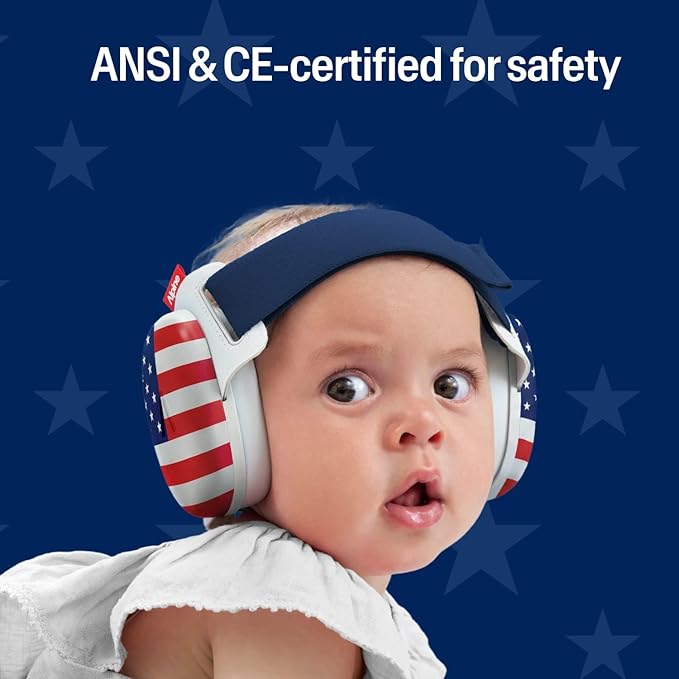 Alpine Muffy Baby Comfort, America250 Special Edition, Protects Hearing for Babies & Toddlers, CE & ANSI Certified, Safe fit & Comfort, Multi-adjustable from 3 months up to 5 yrs, 24dB, Fourth of July