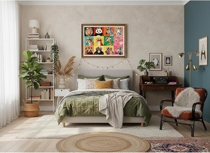 1000 Pieces Jigsaw Puzzles for Adults, Animal Series - Detailed Wildlife Art, Educational Family Game, Large 28" x 20", Great Gift for Animal Lovers & Home Decor（Floral Beasts）