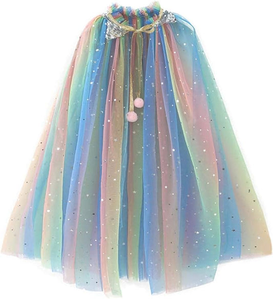 FKKFYY Rainbow Cape Cloak for Girl Princess