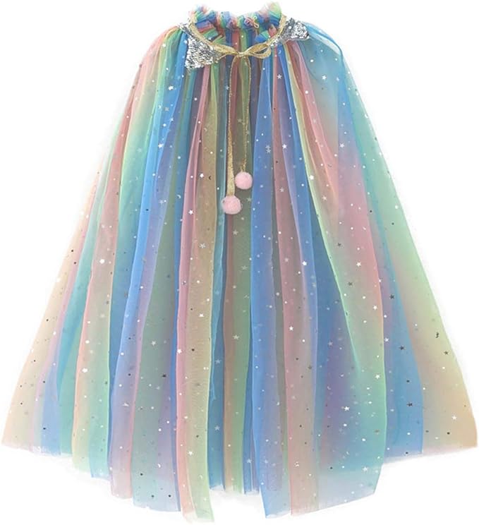 FKKFYY Rainbow Cape Cloak for Girl Princess