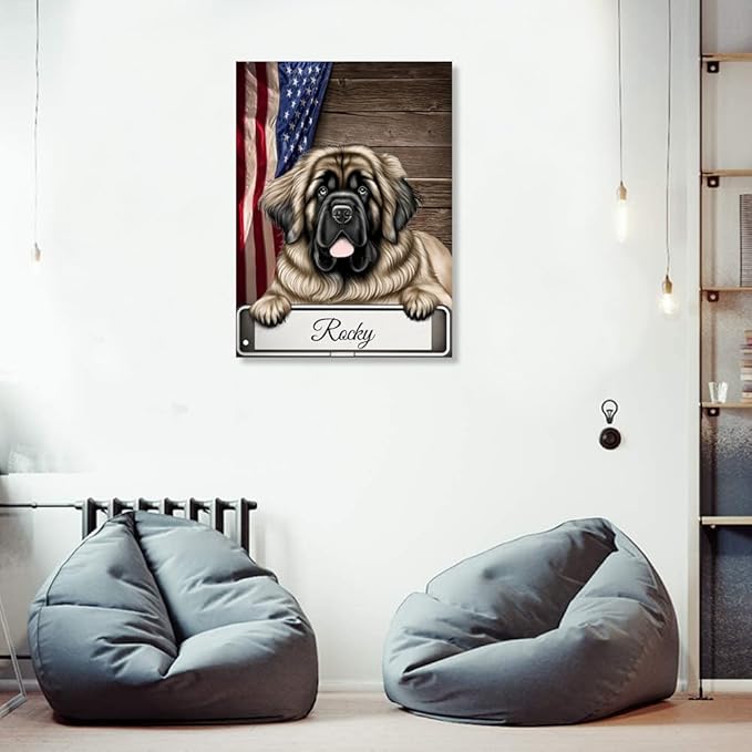 Custom Wooden Jigsaw Puzzles with Your Dog's Name on Leonberger Art Print - 300 500 1000PCS Puzzles Game and Home Wall Decor