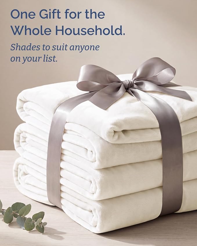 Ultra Soft Fleece Blanket Giant Blanket Size - Flannel Fleece Luxury Blanket - Lightweight for Couch Bed Chair - Thick, Warm and Breathable - All Season Cozy, Ivory