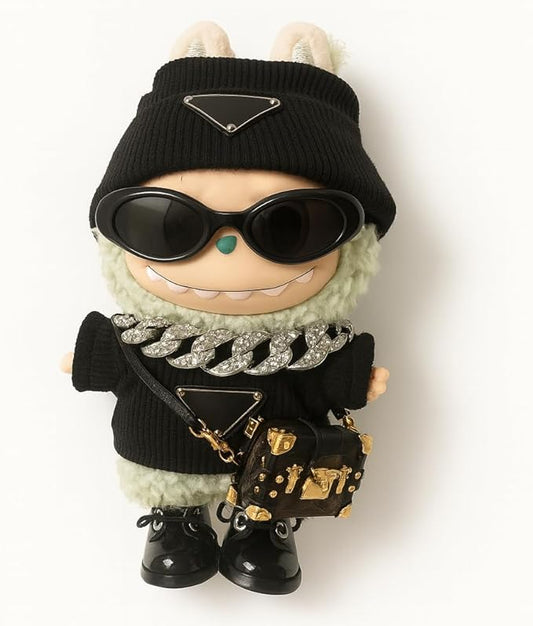 for Labubu Clothes/for Labubu Outfits,Clothes Set for 17cm Lububu Doll,3 Piece Set Hat Clothing for LA BUBU, Boys and Girls Stylish Adorable Dolls Clothes Accessories (No Doll) (044)