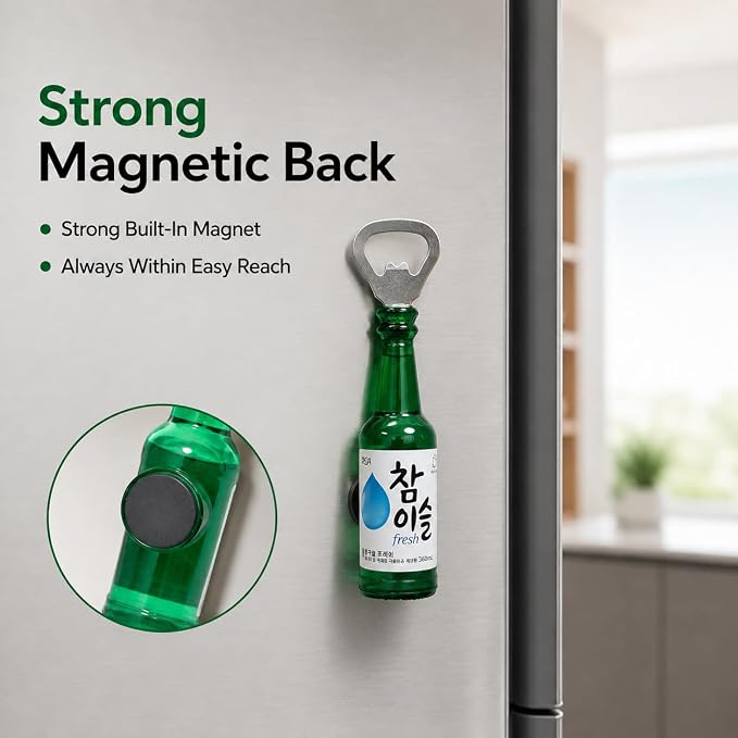 Korean Soju Bottle Magnet Bottle Opener | Fridge, Bar Kitchen, Souvenir Gift