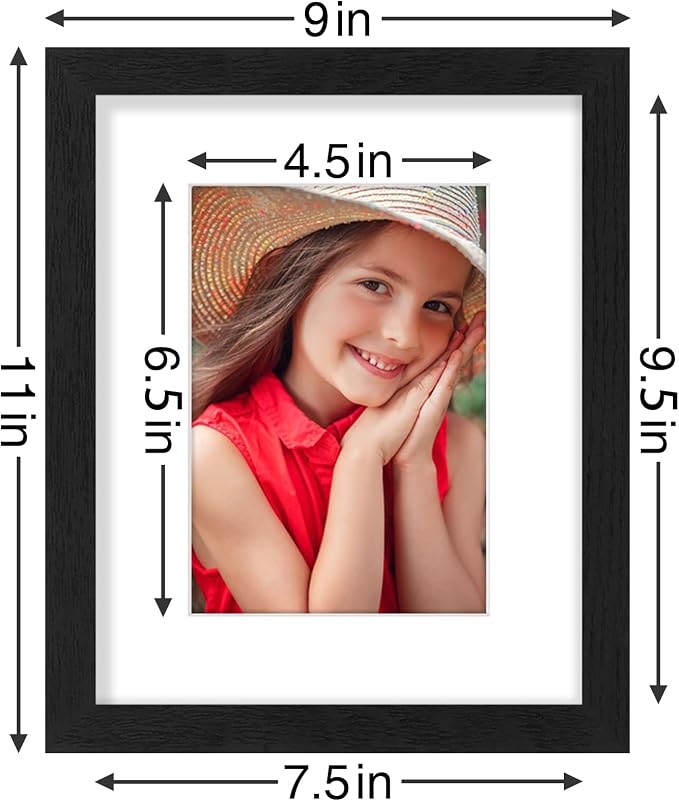 Vittanly 8x10 Picture Frames Set of 9, Black&Brown&Dark Grey | Display Pictures 5x7 with Mat or 8x10 without Mat, Small Photo Frames, Engineered Wood with Shatter Resistant Plexiglass
