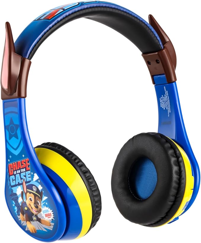 eKids Paw Patrol Chase Bluetooth Headphones for Kids, Wireless Headphones with Microphone Includes Aux Cord, Earphones for School, Home, or Travel (Paw Patrol Chase)