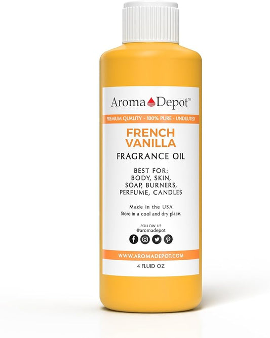 Aroma Depot French Vanilla Perfume/Body Oil (7 Sizes) Our Interpretation, Premium Quality Uncut Fragrance Oil Sweet Scent (4 Ounce Plastic Bottle (120ml))