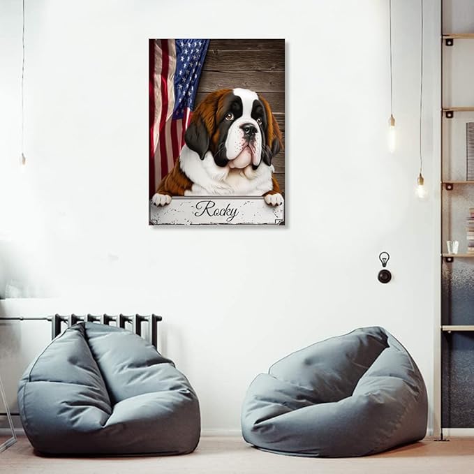 Custom Wooden Jigsaw Puzzles with Your Dog's Name on Saint Bernard Art Print - 300 500 1000PCS Puzzles Game and Home Wall Decor