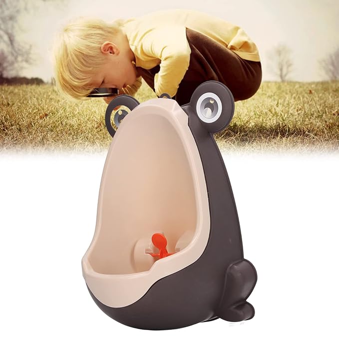 Frog Potty Training Urinal, Cute Frog Shape Cute Toddler Urinal Potty Training Urinal for Boys with Funny Aiming Target (Coffee)