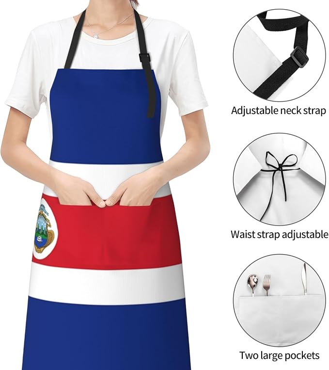 Cute Flag Kitchen Cooking Aprons for Women Men Adjustable Patriotic Flag Apron with 2 Pockets for Home Kitchen Garden
