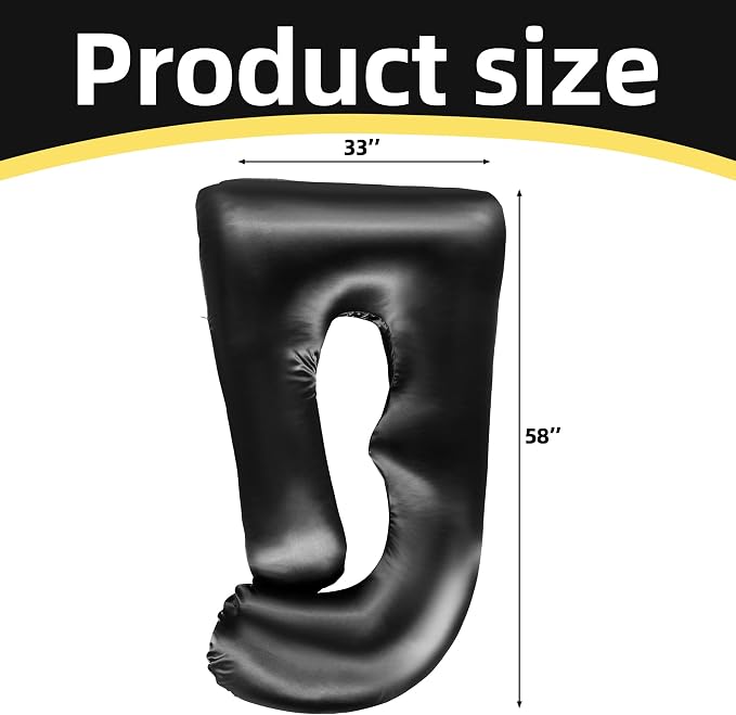 BALAPET Silky Satin Pregnancy Pillow Cover (ONLY Pillowcase), U Shaped Smooth Maternity Pillow Cover with Hidden Zip, Luxurious Soft & Breathable Large Pillow Protector for Side Sleeper, Black