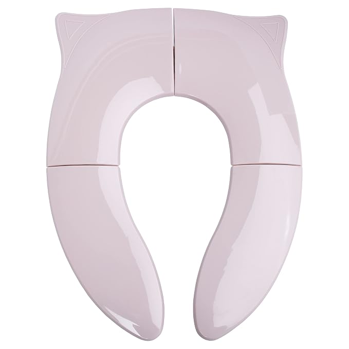 THREE LITTLE TOTS - Modern and Safe Portable Potty Seat, Blush Pink Folding Travel Potty Training Seat for Girls and Boys, Fits Round and Oval Toilets, On The go or at Home, Includes Travel Bag