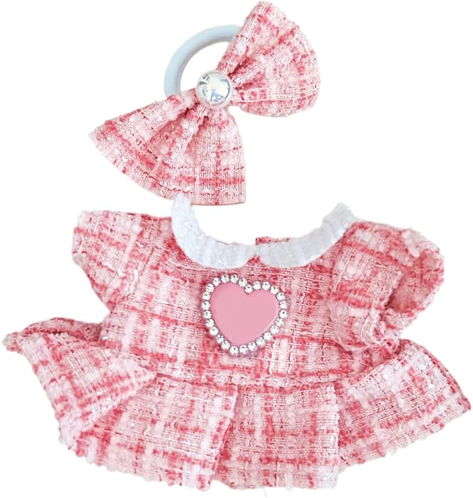 For labubu clothes 2 set cute doll clothes for labubu,17cm Dolls Outfit Accessories,for la-bubu dolls/for la-bubu clothes,pink dress+black set It's a gift for labubu enthusiasts and collectors-No Doll