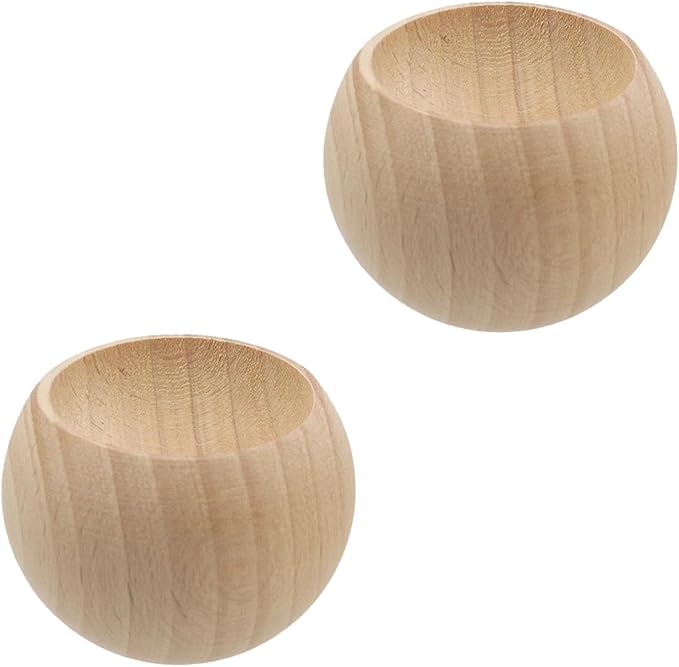 Wealrit 2 Pcs Small Round Wooden Essential Oil Diffusers, Egg-Shaped Beech Wood Diffusers for Essential Oils Wooden Aromatherapy Diffusers(Beech)