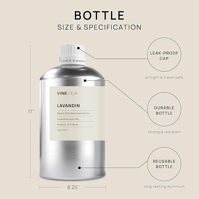 VINEVIDA Lavandin Essential Oil - Gallon Lavandin Oil Undiluted - Bulk Gallon Essential Oil for Soap Making