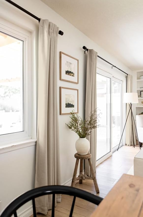 100% Blackout Shield Linen Blackout Curtains for Bedroom 72 Inches Long, Back Tab/Rod Pocket Living Room Drapes, Thermal Insulated Blackout Curtains 2 Panels Set, 50" W x 72" L, Oatmeal