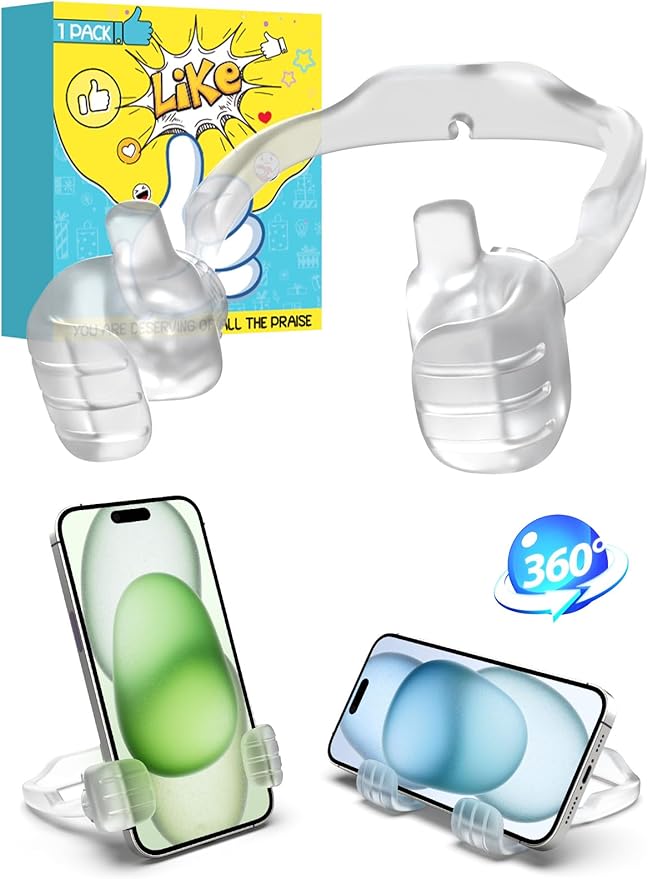 Valentines Gifts for Teens Girls Boys Kids Adults Cell Phone Stand: UPGRADE Adjustable Thumbs Up Lazy Phone Holder for Desk Cool Gadgets Fun Birthday Gifts for Women Husband Wife Easter Gifts for Kids