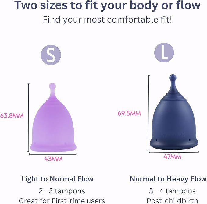 Menstrual Cups with Sterilising Cup & Gel Wash - Reusable, Easy to Use, Pack of 2 in Small & Large Size