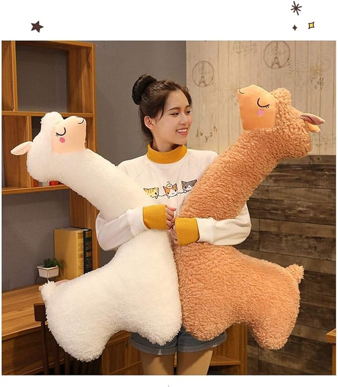 Hofun4U Llama Plush Pillow, 51 Inch Alpaca Plush Long Body Pillow, Alpaca Stuffed Animal, Christmas Holiday Birthday Gift (Brown)