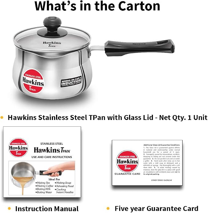 Hawkins Stainless Steel Tpan 1.5L with Glass lid