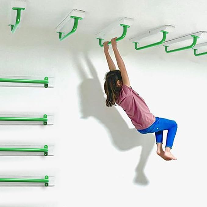 17.2 Inch Green Playground Handles Metal Pack of 6 - Outdoor Swing Sets Grab Handles - Playset Grab Bar, Indoor Kids Climbing Monkey Bars for Playhouse, Treehouse, Jungle Gym