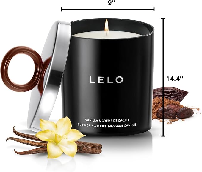 LELO Flickering Touch Massage Candle, Melts into Massage Oil, Scented Candle Body Massage Oil, Luxury Skin Treatment, Vanilla & Creme de Cacao Scent